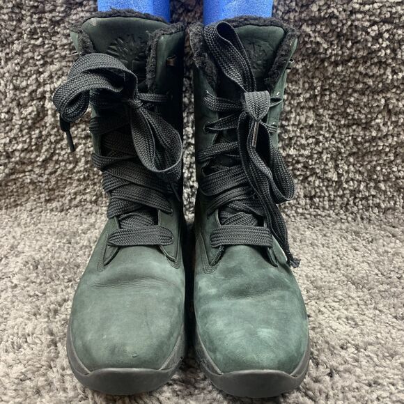 Timberland Women's Black nubuck and fur collar high rise boot size 8.5 - Picture 5 of 9